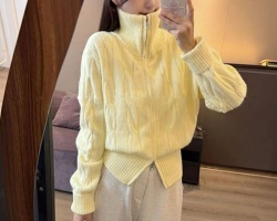 立領雙拉鏈毛衣