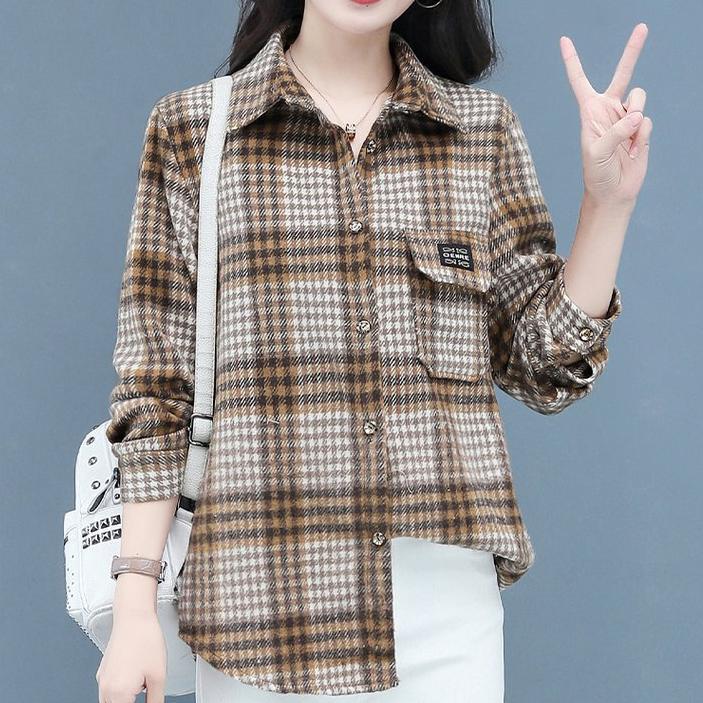 毛呢格子襯衫