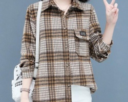 毛呢格子襯衫
