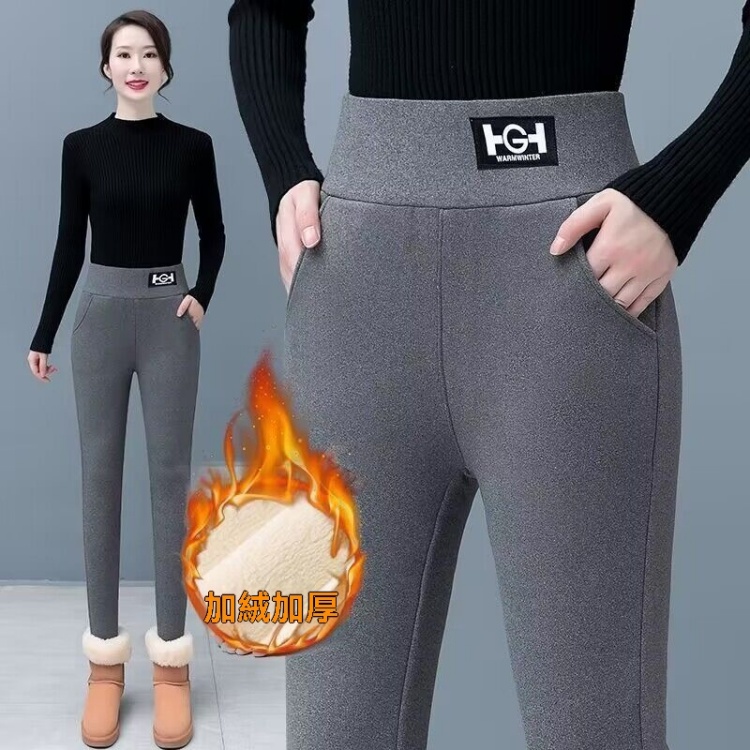 高腰加絨加厚褲